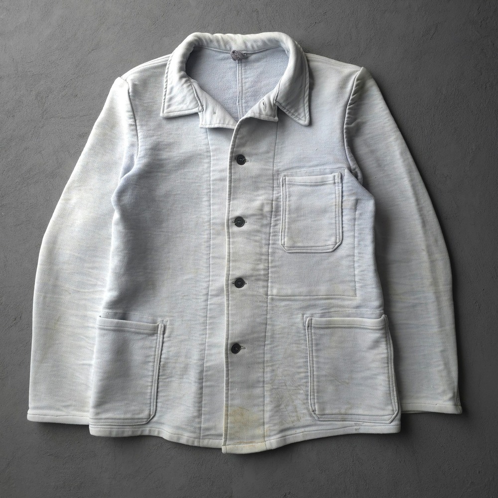 Vintage 1960s Light Blue Chore Jacket Heavyweight Moleskin France